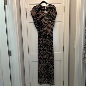 YFB (Young Fabulous and Broke) Elegant Black Green and Brown Maxi Dress NWT